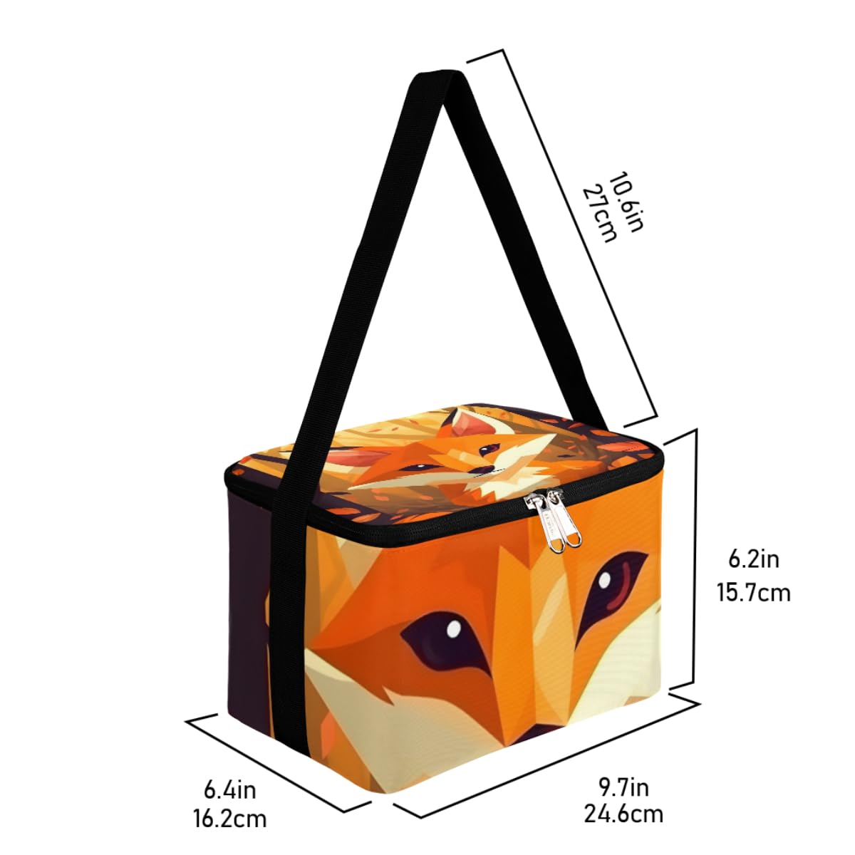 GzLeyigou Lunch Bags for Women Men 9 Cans,Fox Hot & Cold Food Delivery Bag Insulated Grocery Bag Insulated Lunch Box Fall Fox Cooler Bag for Office Work Picnic Beach