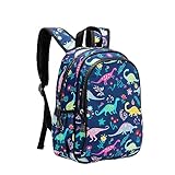 Treer Mochila Escolar, Nylon Mochila Escolar, Mochila Escolar Niña Chico, Mochila Niño 6 Años, Mochila Colegio para Alumnos de Preescolar, Primaria Secundaria (Dinosaurio Vegetariano,32x24x10)