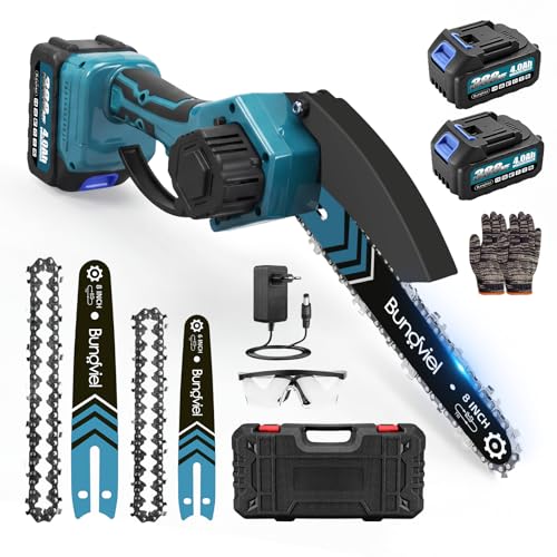 Bundviel Akku Kettensäge Kompatibel mit Makita 18V Bürstenloser Motor Mini Kettensäge mit 2x 4Ah Akku 6/8 Zoll Handkettensäge für Holzschneidenz Garten & Äste für Männer zu Valentinstag