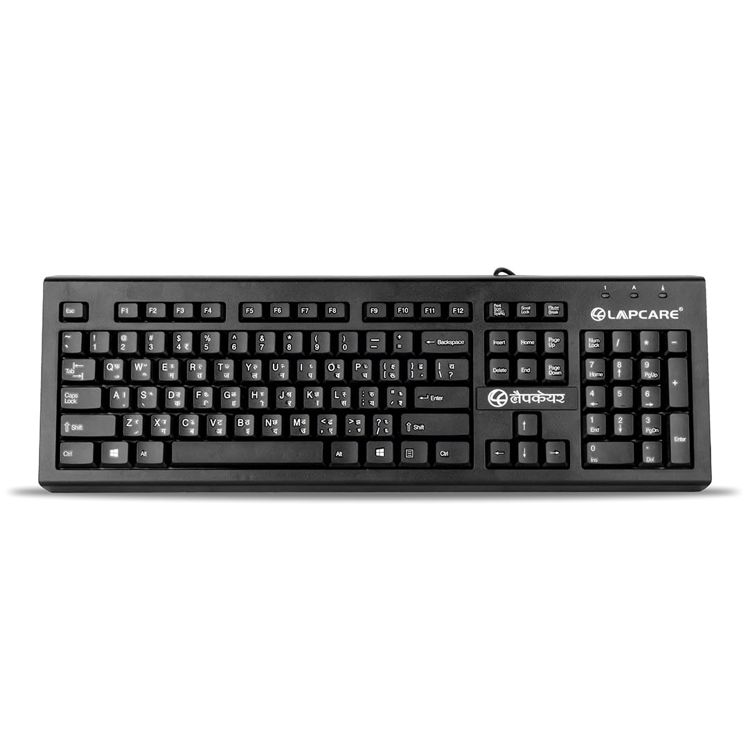 LAPCARE LMK-012 Multilingual USB Hindi English Typing Keyboard with 10 Million Keystrokes, 104 Normal Keys, Silent & Comfortable Use, Membrane Switch with Rupee Key for Business Computing-image-28