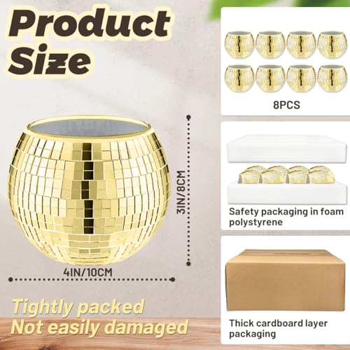 Image of Disco Ball Planter Gold Vase Set of 8,3 x 4 inch