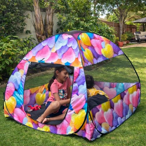Image of Play House Foldable One Side Round Tent House for Kids Lightweight and Portable |Foldable Tent House for Kids Activity Indoor Outdoor |Play Tent House for Multi Purpose (Color Heart)