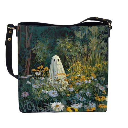 Image of HUGS IDEA Boho Bags for Women Leather Handbag Shoulder Bucket Crossbody Purse