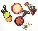 Lennie Cook Collapsible Silicone Measuring Cups & Measuring Spoons Set, Portable 8-Peace Set, 8 Sizes