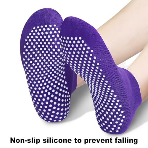 Image of SkiBeaut Pilates Grips Women Socks, 4 Pairs Non Slip Yoga Ballet Dance Sticky Hospital Home Socks with Grippers for Woman