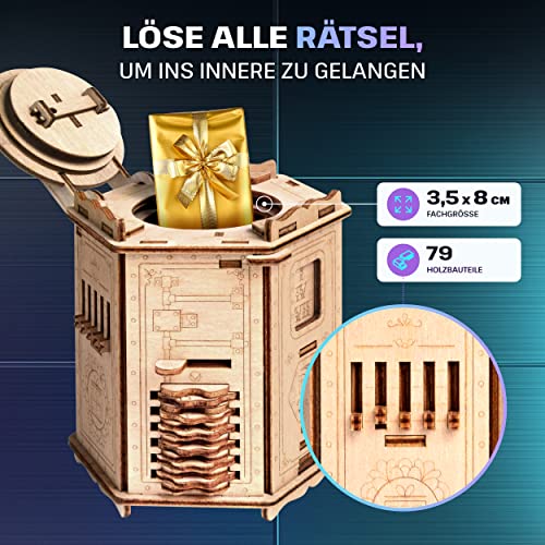 ESC WELT Fort Knox Box Pro - Escape Room Spiel - Geschenke für Männer und Frauen - 3D Puzzle Box Spiele aus Holz für Erwachsene und Kinder - Geschenkbox Erwachsene - Geschenke Brettspiele