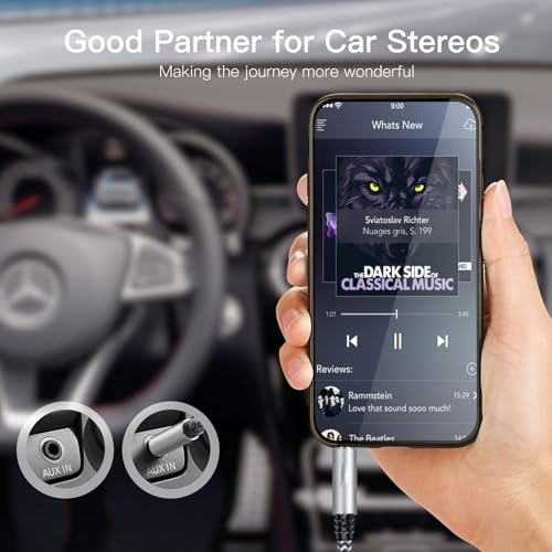 Image of Aux Cord 15ft, 3.5mm Audio Cable - Nylon Braided 3.5mm Male to Male AUX Cable Cord for Car, Headphones, Home Stereos, Speaker