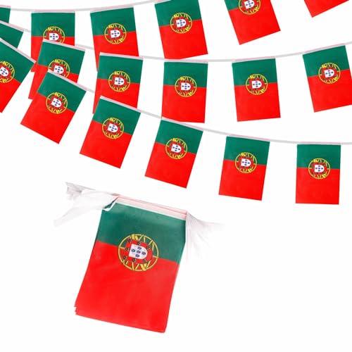10m Portugal Flags Bunting Portugal Bunting Olympic 2024 Decorations 30 Flags, Portuguese Flags Bunting Banner for Olympic Games 2024 Sports Football Events Portugal National Day Party Decorations