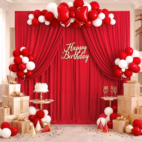 Cortinas Fondo Rojo para Fotografía 10ft x 8ft miniatura 3
