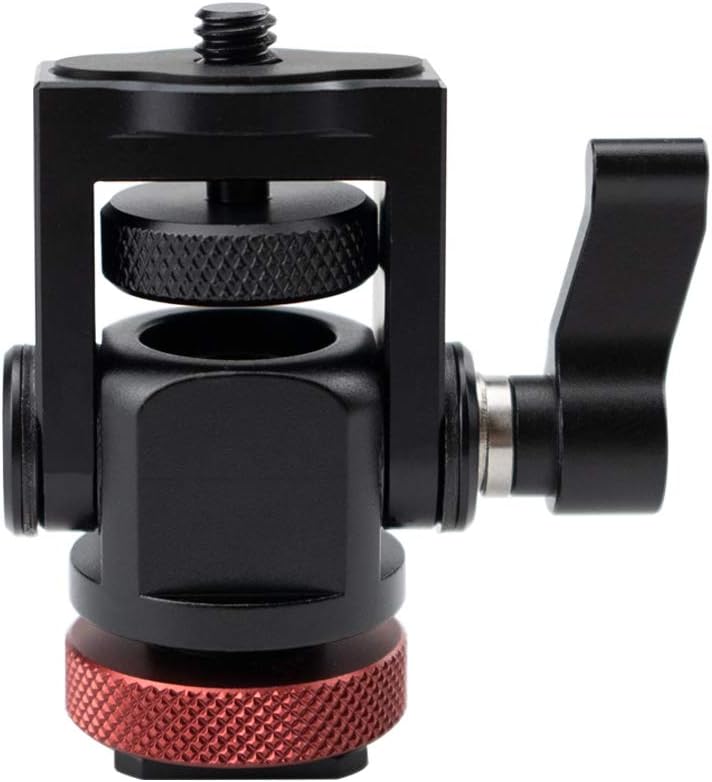 Julucky Adjustable Quick Release Camera Monitor Holder Mount Arm with Hot Shoe Adapter 180 Degree Upper Rotation 360 Degree for LED Video Light Cameras Camcorders Smartphone Tripod Microphone