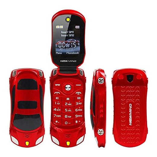 Sports Car Model F15 Mini Flip Phone Dual SIM Card Flashlight MP3 Backup Phone Best for Kids Students (Red)