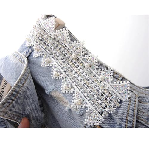Summer Lace Beading Flowers Denim Vest Women Washed Waistcoat Slim Short Hole Sleeveless Jacket Jeans Vests4