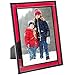 Red Stained Glass Picture Frame for Home Décor, Office, Desk, Table Top 5x7 Photo Horizontal Vertical Easel Back Series J Devlin