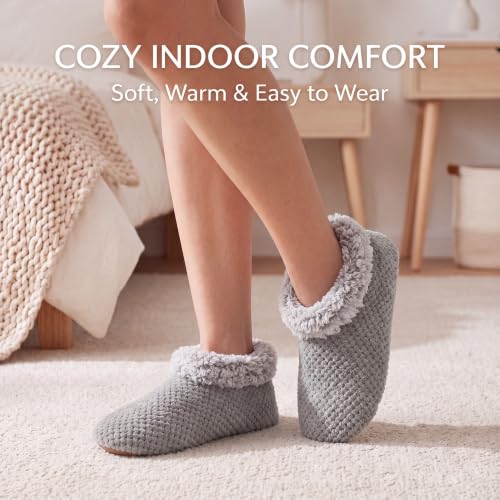 Image of Cozylook Fuzzy Slippers for Women Indoor Soft Sole Slipper Socks | Warm plush feel, non slip grippers, easy step-in, flexible bottom, bedroom and home wear