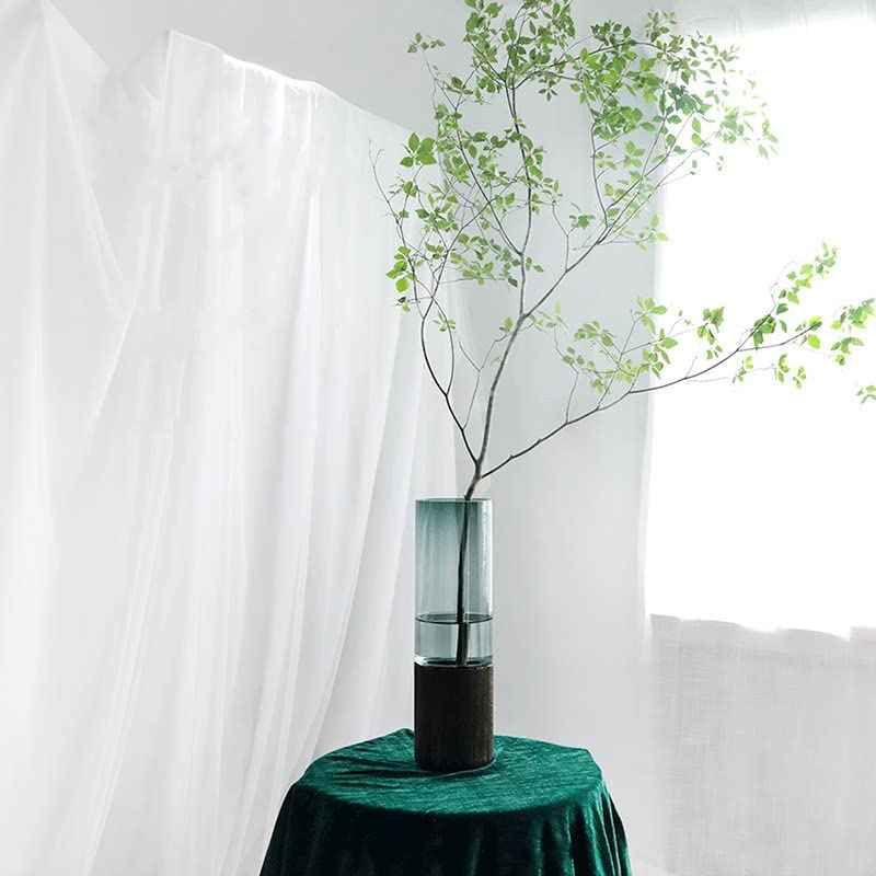 – Advanced Clear Glass Vase for Flower, Wooden Base Glass Vase, Modern Simple Style Glass Flower Vases for Home Office Decor, Table DecorqlScWj-dfgions,Green