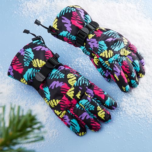 CityComfort Guantes de Esquí para Hombre, Guantes Térmicos Impermeables Táctiles, Guante Invierno Forrado Cálido Esquí Snowboard Nieve Frio L/XL (Multicolor) - imagen 2