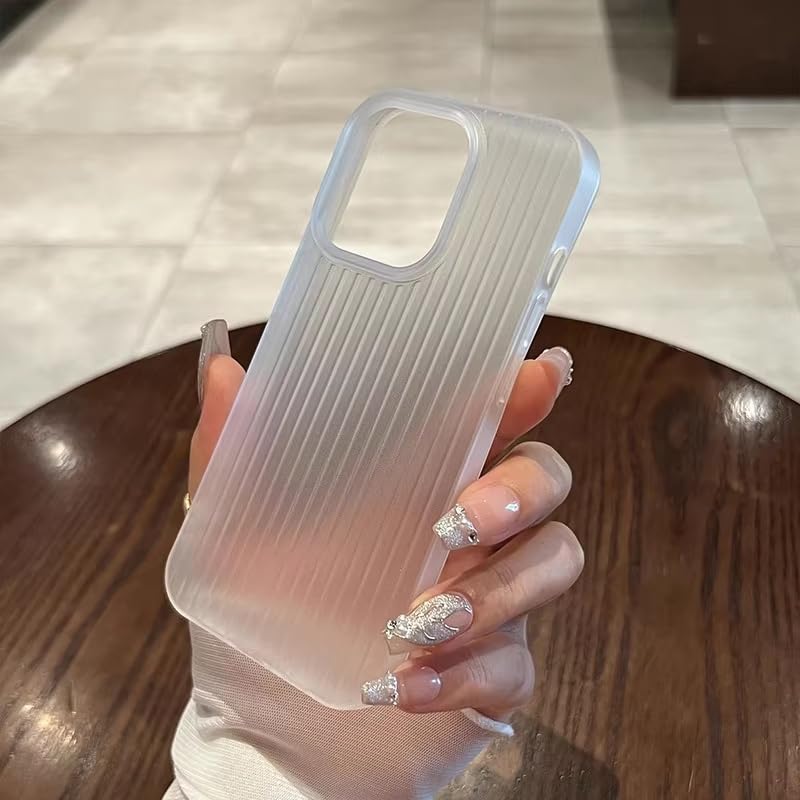 Image of COVERLY Frosted Matte Clear Lining Case for iPhone 15 Pro Max | Ultra Thin Translucent Stripes Pattern Drop Resistant Slim Sleek fit Smoke Hard TPU Back Cover Compatible with Apple iPhone 15 Pro Max