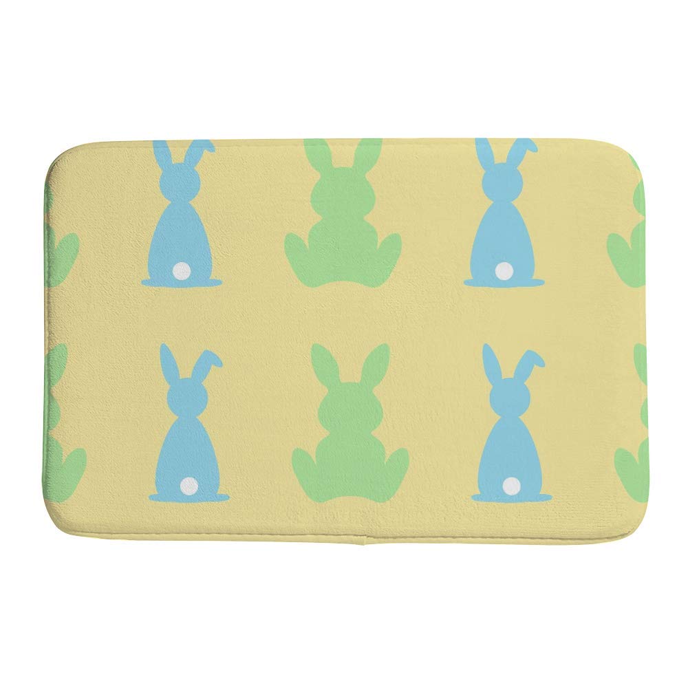 Tapis de bain lavable en machine CHEHONG absorbant motif lapin bleu vert