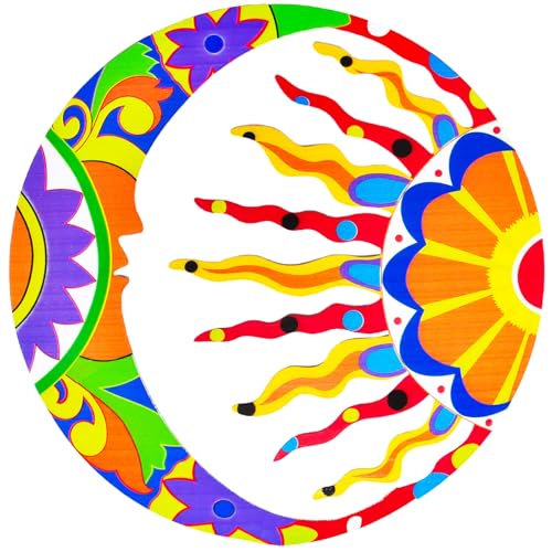 Akulgaci Metal Sun Wall Art Decor, Mexican Talavera Style Sunface...