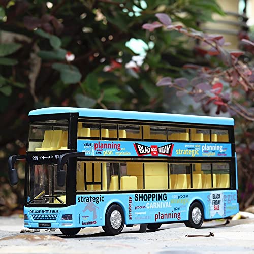 Image of DEUSON ECOM Diecast Metal Long Bus Toys for Kids Double Decker Buses Alloy Light & Music Open Door Collection Bus Toys for Boy Kids