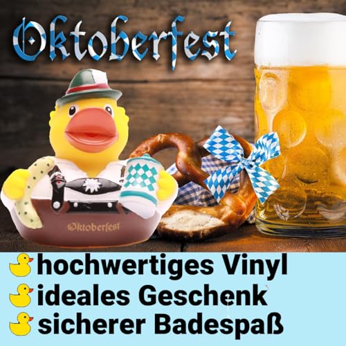 Duckshop I Badeente Oktoberfest Ente I Quietscheente I L: 8,5 cm I Geschenk Bayern I Geschenk Oktoberfest