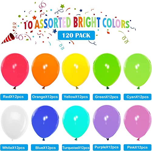 120Pcs Rainbow Balloons, 12 Inch Latex Balloons In 10 Colors, Decoration For Party, Birthday, Kids Activities, Wedding Or Courtyard Arch Garland #TOP1
