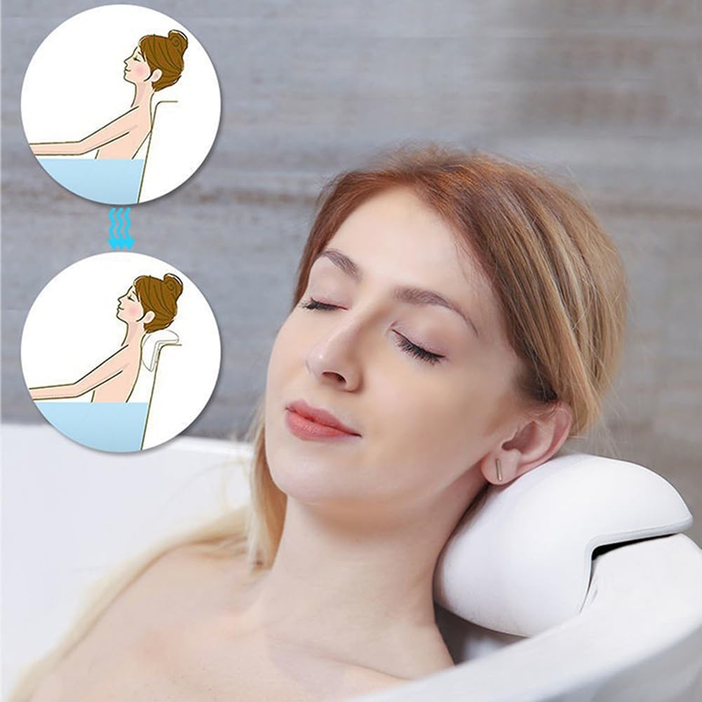 Oreiller de Bain Spa Appui-Tête de Baignoire Antidérapant Oreillers de Bain Doux et Imperméables avec Ventouses Coussin de Cou de Bain Gris