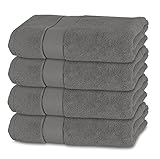 Bananalu 4 Badetücher 100% Baumwolle Qualität 600g/m2 Frottiertuch Dunkel Grau - Bad Towel Modern N1, Color: Mockingbird 18-4015, Size: 70x140cm, 4er Set, 600g/m2