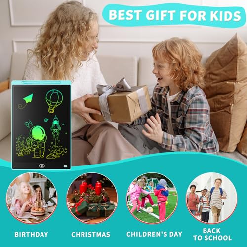 Image of [2 Pieces] LCD Writing Board, 12 Inches, Genialba Colourful LCD Writing Tablet, LCD Writing Tablet, Electronic Tablet, Graphic Tablet for Children's Games 2 3 4 5 6 7 Years Boys Girls (Blue & Red)