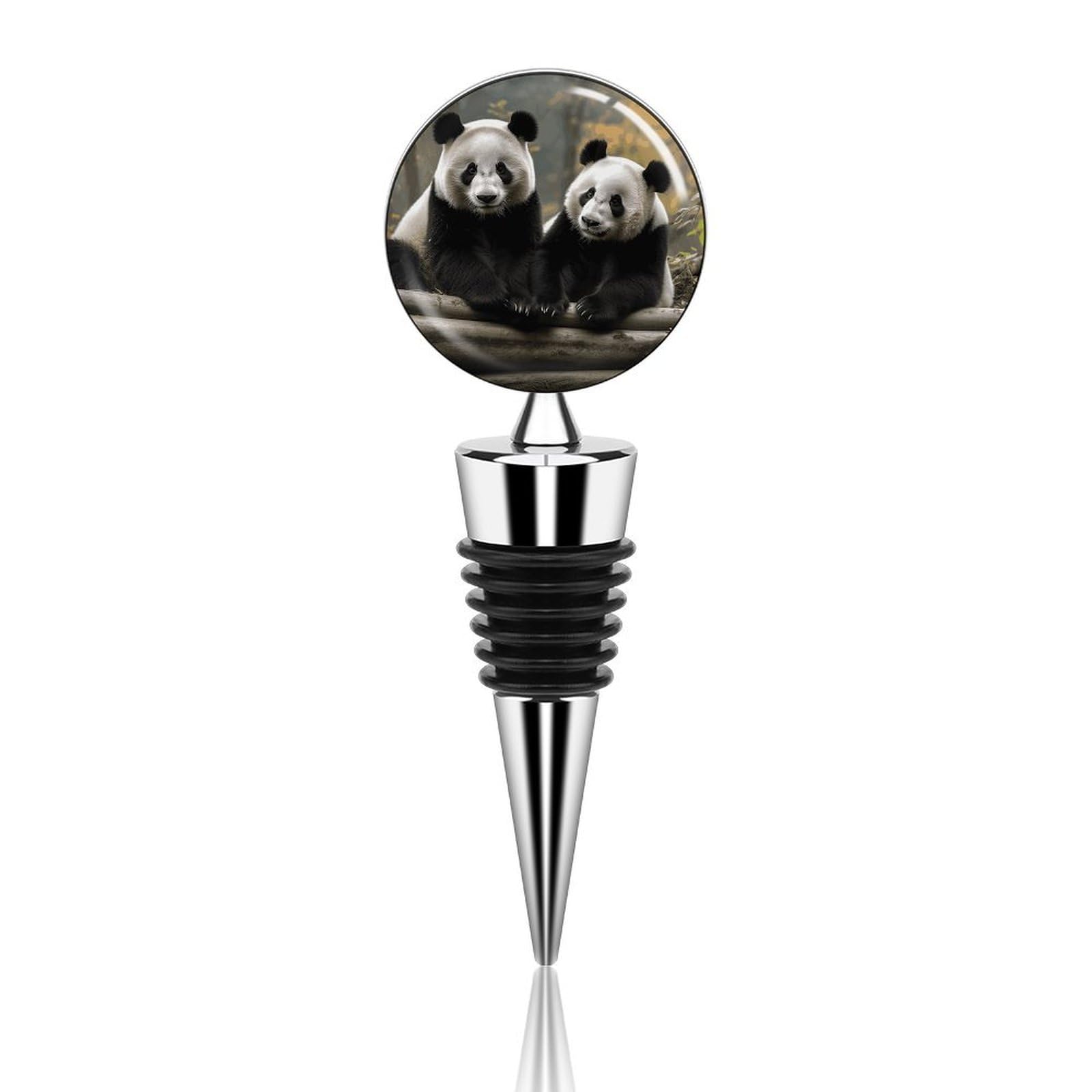 Bouchon de bouteille de vin réutilisable panda en zinc et silicone, accessoire conservation