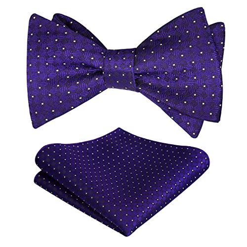 Image of Alizeal Mens 2pcs Solid Self-tied Bow Tie Set | Alizeal Mens 2pcs Self-tied Solid /Animal Bow Tie and Pocket Square Set Perfect for Wedding Business Formal Events