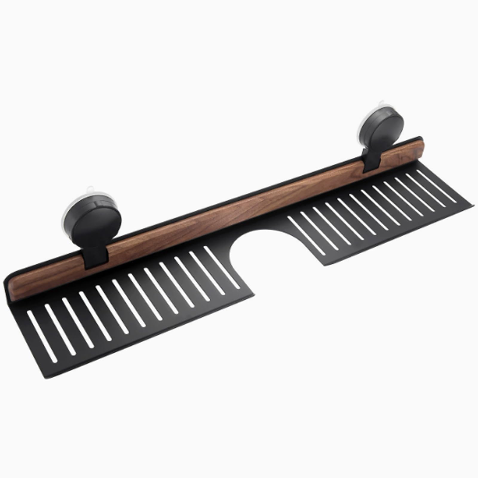 Estantes de Baño con Ventosa de Nogal, Estante para Lavabo Encima Del Grifo, Gran Capacidad de Carga y Estabilidad, Ahorro de Espacio, Fácil Drenaje(50cm/19.7in)