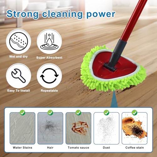 Image of Mop Replace Head for O Cedar, Spin Mop Heads Replacements for Ocedar Easywring 1 Tank Spin Mop, Chenille Duster for Ocedar Mop Include 3 Pack Microfiber Chenille Mop Pad for Ocedar Spin Mop