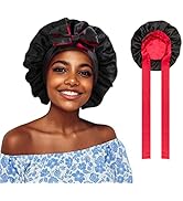 Satin Bonnet Silk Bonnet for Sleeping, Hair Bonnet for Women, Adjustable Satin Hair Wrap with Tie...