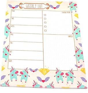 Sixstore A4 Cute Unicorn Layout Weekly Planner Pad Week Planner Diary, Weekly Desk Planner Menu Planner Pad Schedule Planner