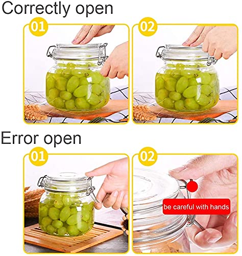 Image of 500 ml Glass Jars with Airtight Lids Wide Mouth Storage Jars With Buckle Lid for Preserving Decorating Canning Jar Dry Food Storage Pasta Spice Beans Transparent Set of 2