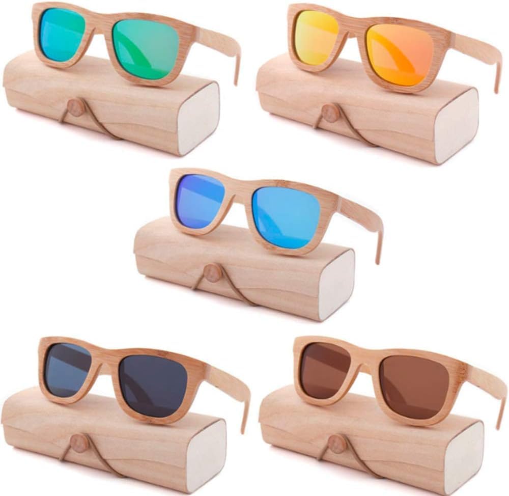 Gafas De Sol De Madera De Bambú para Hombres, Mujeres, Gafas De Brazos De Madera Real Vintage para Viajar, Conducir, Green