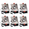 TORCHSTAR 3 Inch Gimbal LED Recessed Light, 10%-100% Dimmable, 7W=50W Recessed Gimbal Downlight, CRI 90+, 3000K Warm White, ETL & Energy Star Certified, Satin Nickel, Square, 120V, Pack of 6