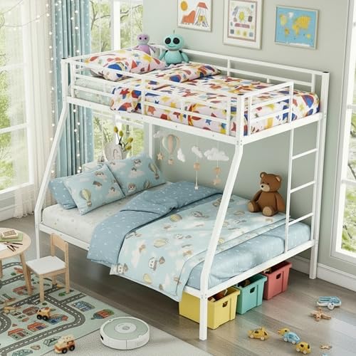 KOMFOTT Metal Bunk Bed Twin-Over-Full, Heavy Duty Metal Bed Frame...