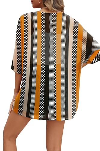 OFEEFAN Beach Cover Ups for Women 3/4 Length Sleeve Womens Tops Summer Cardigan Casual Blouses Loose Fit4