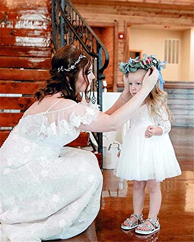 Image of Topmaker Flower Girl Dress for Toddler Baby Girls,Lace Tulle Dress for Wedding,Birthday Party,Photoshoot,Special Occasion