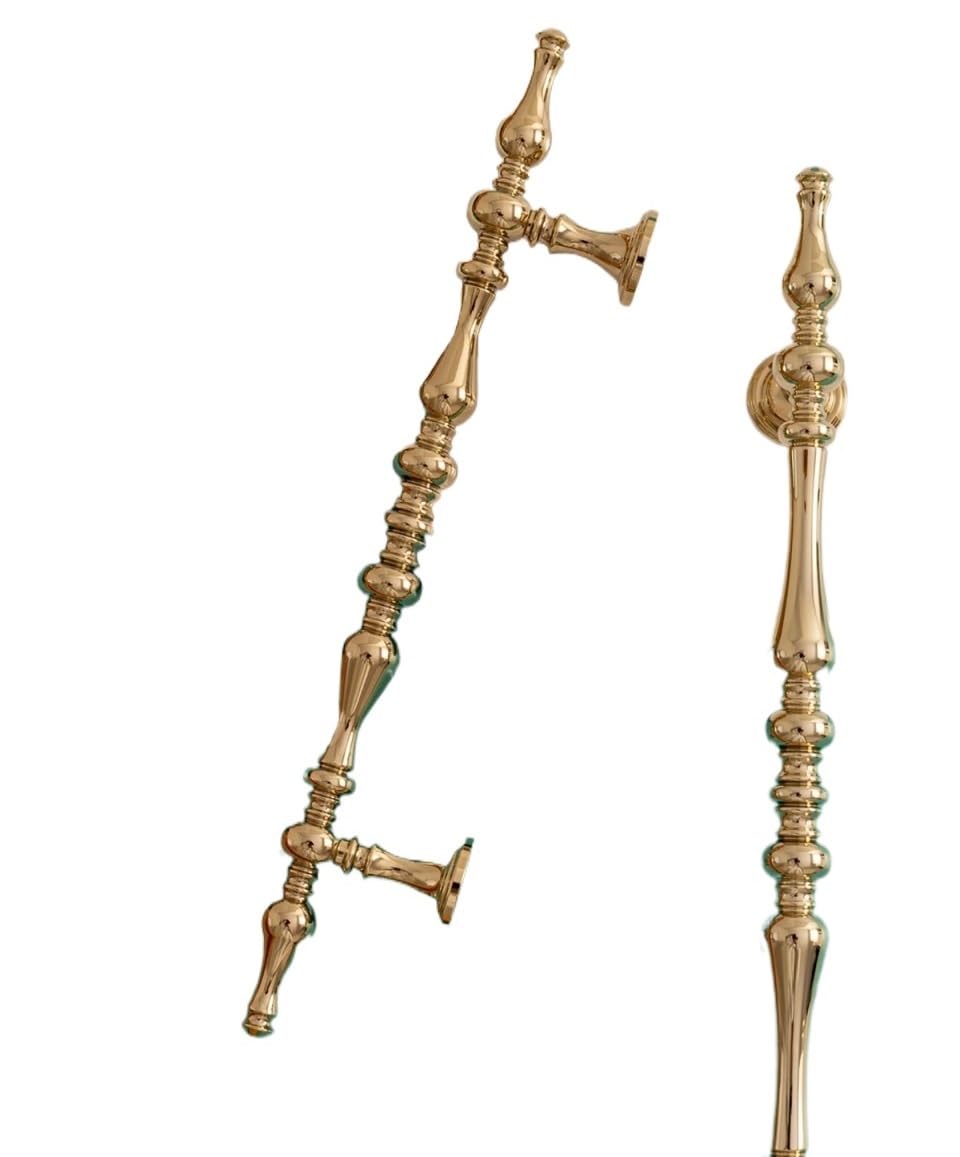 Qvorlth Vintage Cabinet Pulls Solid Brass Handle Bright Gold Kitchen Cabinet Pull Wardrobe Drawer Knob Furniture(6252-160-PVDJ)