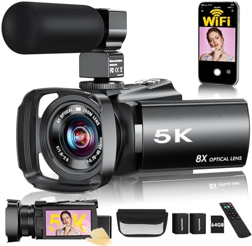 5K Video Camera Camcorder,64MP WiFi Vlogging Camera for YouTube w...