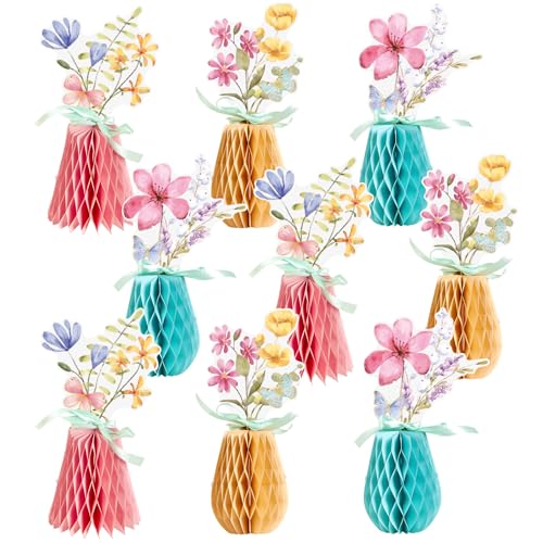 SUNBEAUTY 9 PCS Wildflowers Honeycomb Centerpieces Wildflower Birthday Party Decorations Spring Wildflower Theme Table Centerpieces for Wedding Little Wildflowers Baby Shower Supplies