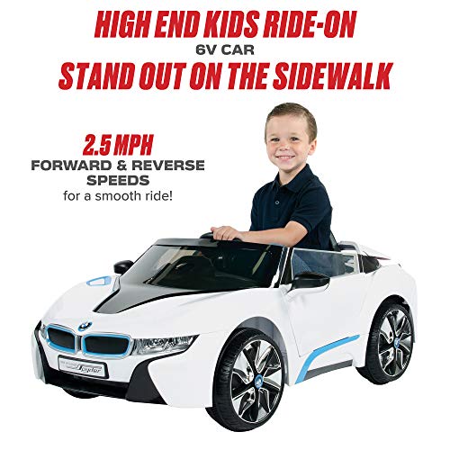 Rollplay 6V BMW I8 Kid's Ride-On Car - for Boys & Girls Ages 3 & Up - Battery-Powered Ride On Toy- White - Thumbnail 2
