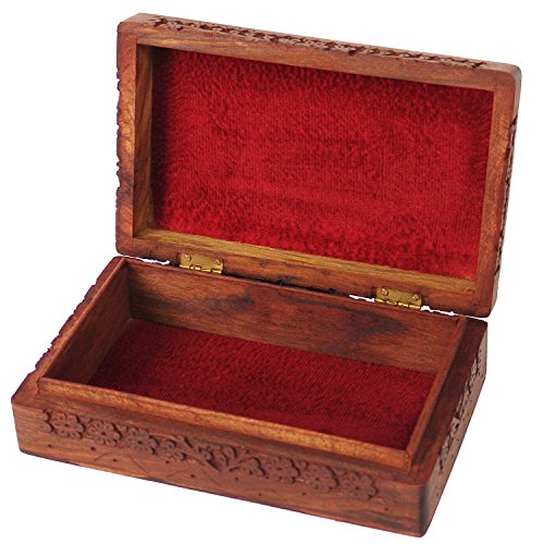 Store Indya Wooden Keepsake Jewelry Trinket Box Storage Organizer (Design 1) - Thumbnail 4