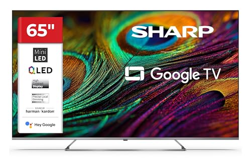 Sharp QLED Fernseher 65 Zoll Google TV - 4K UHD Smart TV mit Mini LED, Dolby Vision HDR, Dolby Atmos, Sound by Harman Kardon, Google Assistant und Triple-Tuner, QLED TV 65JP7765E (2026)