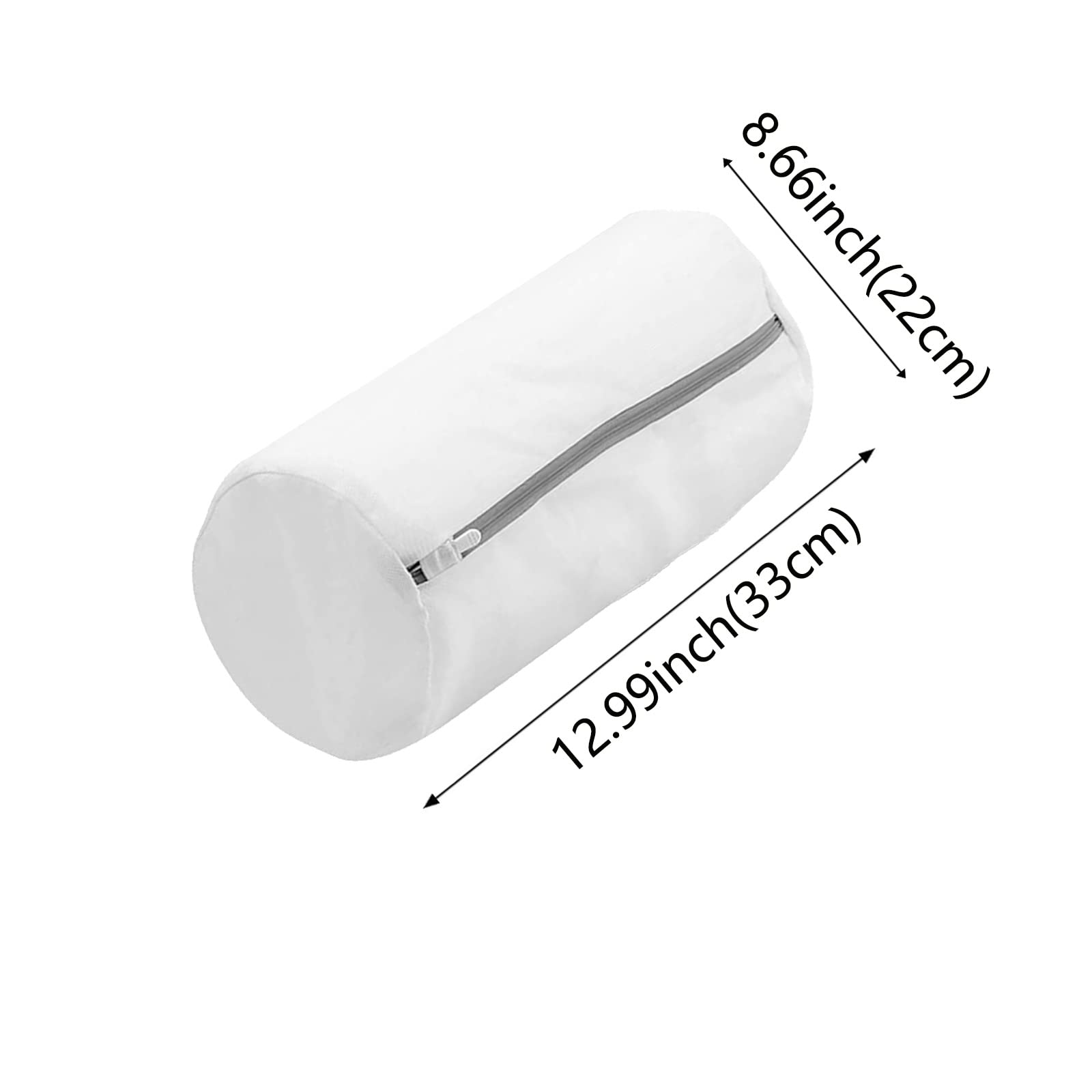 Generic 2Pcs Mesh Laundry Bags, With Zipper, Cylindrical, White, Cotton, Polyester, For Clothing, Bras, Lingerie, Socks, Underwear, Large Wash Bag