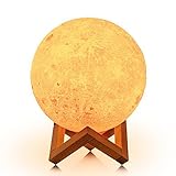 LOFTEK 7.1-inch 3D Moon Lamp, Cool Mood Lamp with Stand, Touch Control Night Light for Kids, 5V USB Fast Charging, Perfect Choice for Kids Lover Birthday Gifts (Warm and Cold Light)