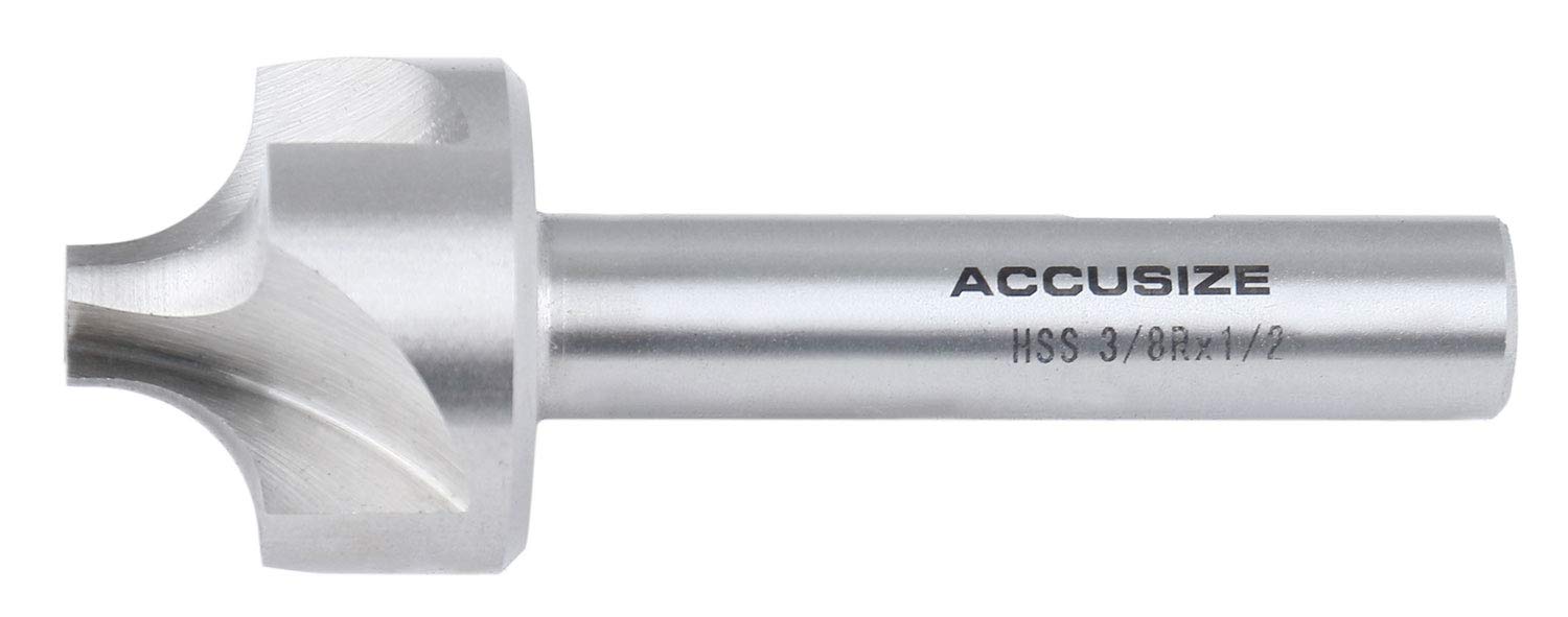 Accusize Industrial Tools H.S.S. Corner Rounding End Mill Set Size from 1/16'' to 3/8'', 8 Pcs, 1011-0008